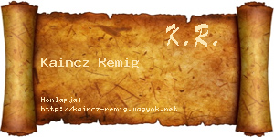 Kaincz Remig névjegykártya